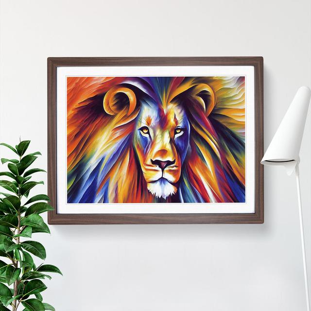 Lion Vol.2 Abstract - Single Picture Frame Print Latitude Vive Size: 25cm H x 34cm W, Frame Colour: Brown on Productcaster.