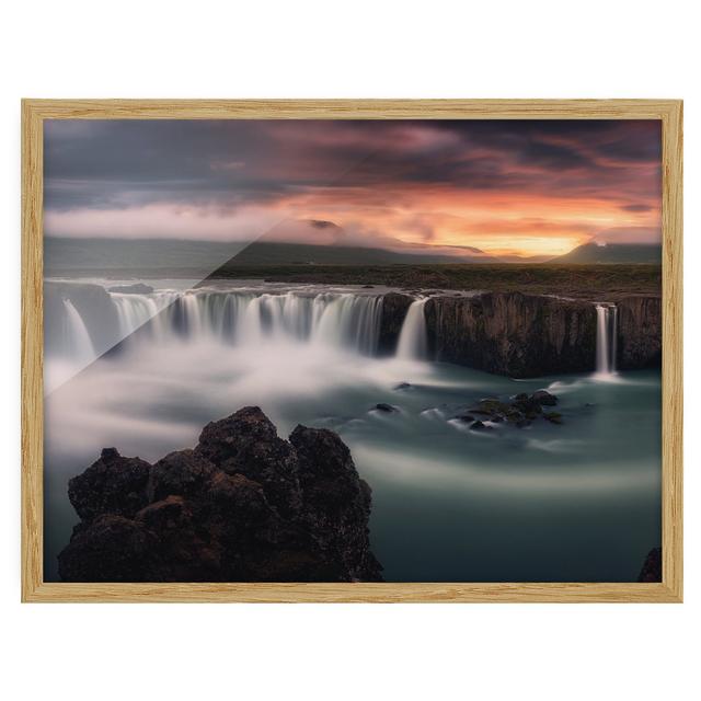 Goðafoss Waterfall in Iceland - Picture Frame Photograph Union Rustic Size: 70cm H x 100cm W x 2cm D, Frame Option: Brown Framed on Productcaster.