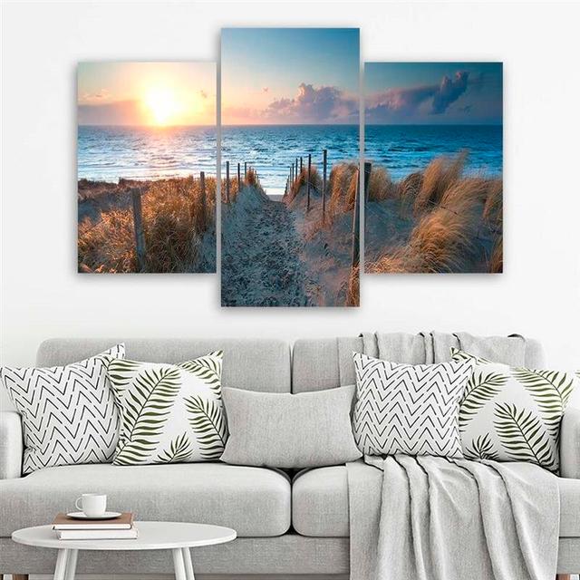 Dunes by the Sea - 3 Piece Wrapped Canvas Photograph Print Set House of Hampton Size: 60cm H x 90cm W on Productcaster.