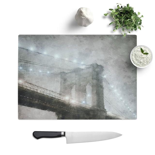 Tempered Glass Lights of Brooklyn Bridge Chopping Board East Urban Home Size: 20 cm x 28.5 cm on Productcaster.