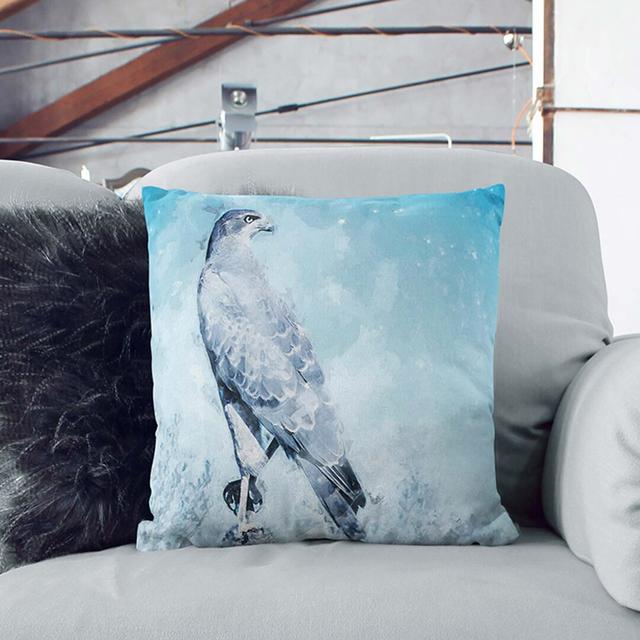 Falcon Bird with a Winter Scene Cushion with Filling East Urban Home Size: 55cm H x 55cm W x 20cm D, Backing Colour: White on Productcaster.