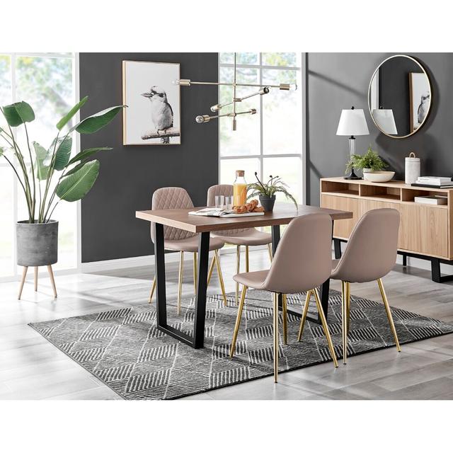 Corova 6 - Person Dining Set Canora Grey Colour (Chair): Cappucino/Gold on Productcaster.