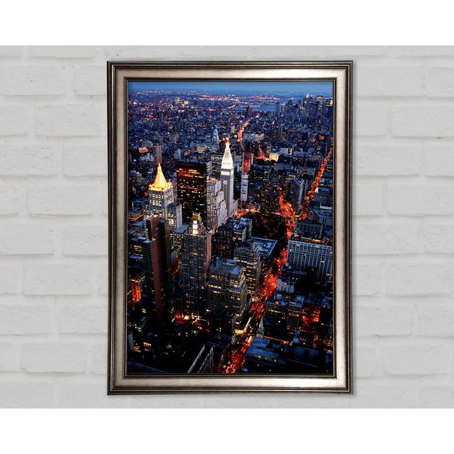 Nyc Ariel View City Lights - Single Picture Frame Art Prints Ebern Designs Size: 29.7cm H x 21cm W x 1.5cm D on Productcaster.