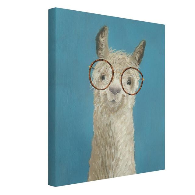 Llama with Glasses I - Wrapped Canvas Photograph Zoomie Kids Size: 100cm H x 75cm W on Productcaster.