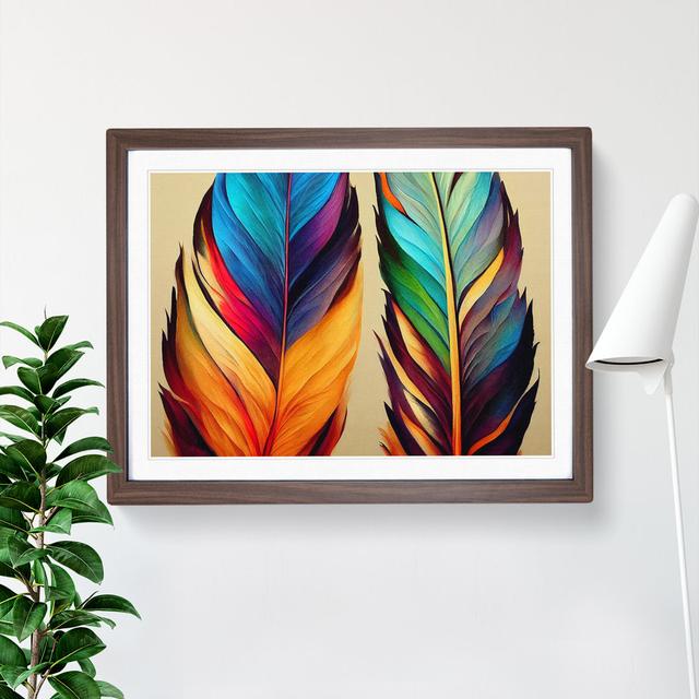 Exciting Bird Feathers - Single Picture Frame Print Latitude Vive Frame Colour: Walnut, Size: 25cm H x 34cm W x 2cm D on Productcaster.