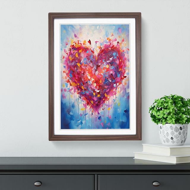 Love Heart Impressionism - Single Picture Frame Print on Wood Marlow Home Co. Format: Walnut Framed, Size: 64cm H x 46cm W x 2cm D on Productcaster.