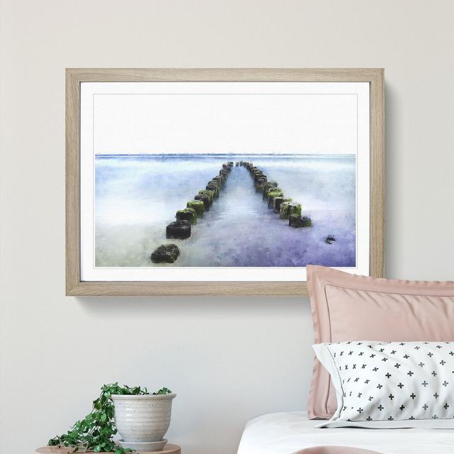 Breakwater In The Baltic Sea Painting Picture Frame Graphic Art East Urban Home Size: 45cm H x 33cm W x 2cm D, Format: Oak on Productcaster.