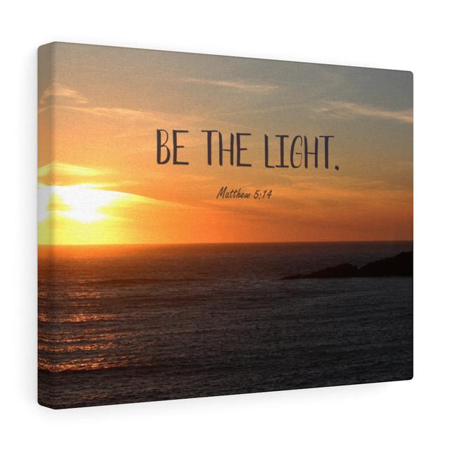 The Light Matthew 5:14 - Wrapped Canvas Typography Blue Elephant Size: 30cm H x 41cm W on Productcaster.