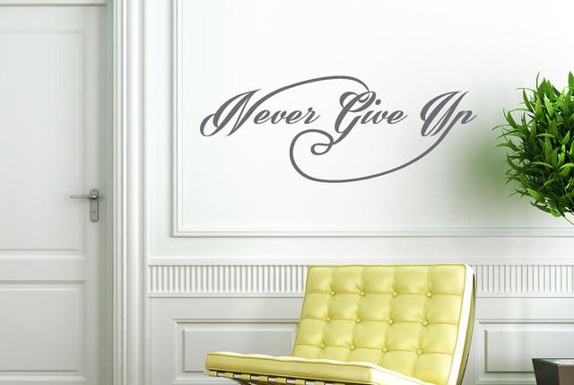 Never Give Up Wall Sticker East Urban Home Colour: Grey, Size: Large on Productcaster.