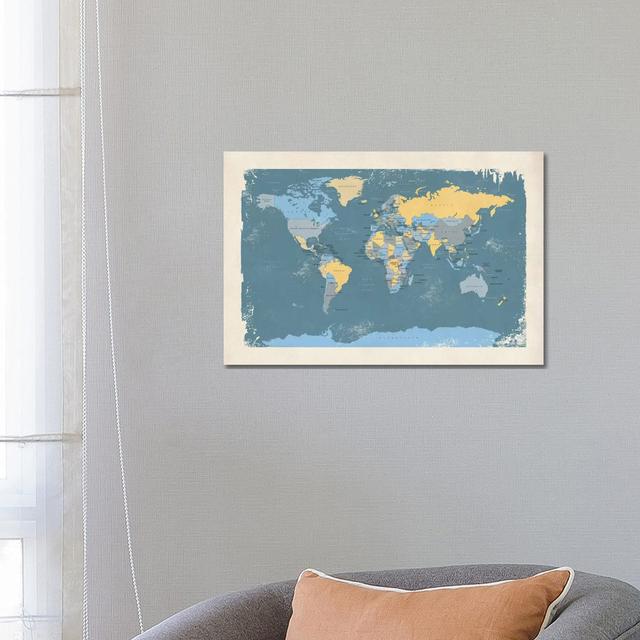 Retro Political Map Of The World II by Michael Tompsett - Wrapped Canvas Gallery-Wrapped Canvas Giclée Borough Wharf Size: 45.72cm H x 66.04cm W x 1.9 on Productcaster.