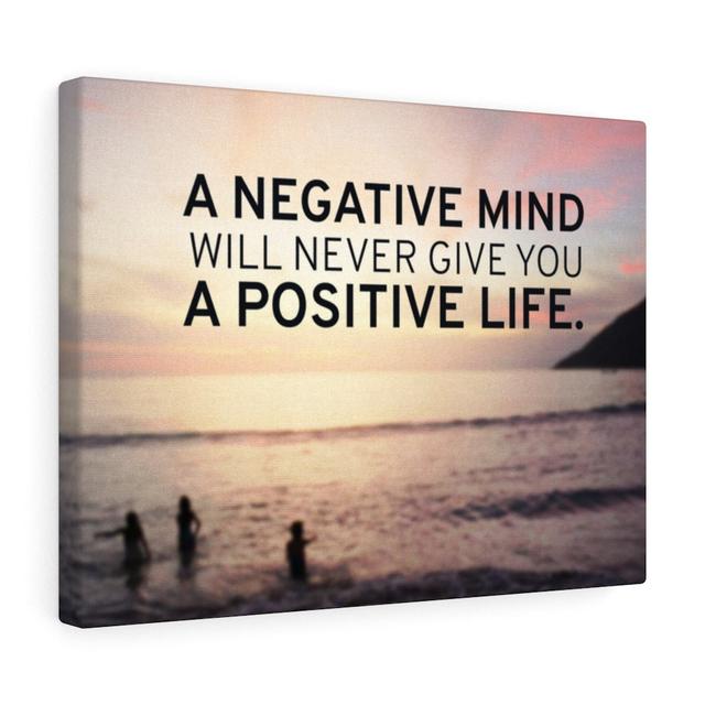 A Positive Life - Wrapped Canvas Typography Blue Elephant on Productcaster.