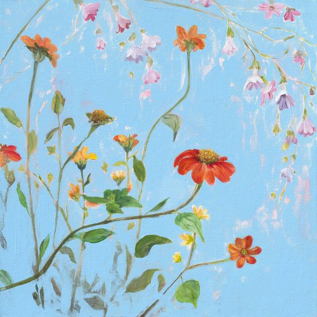 Wild Flowers on Cerulean IV by Sandra Iafrate - Wrapped Canvas Painting Rosalind Wheeler Size: 122cm H x 122cm W on Productcaster.