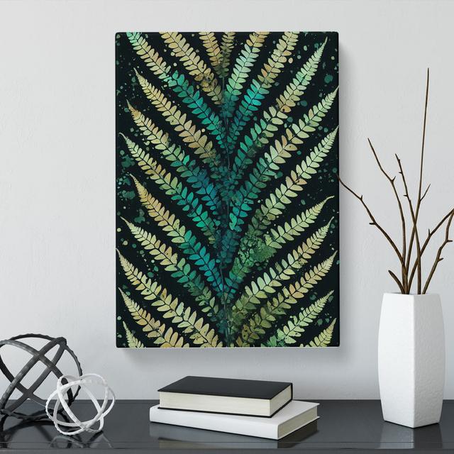 Birge Fern Leaf Splatter - Wrapped Canvas Graphic Art Pergo Classics Size: 76cm H x 50cm W x 3cm D on Productcaster.