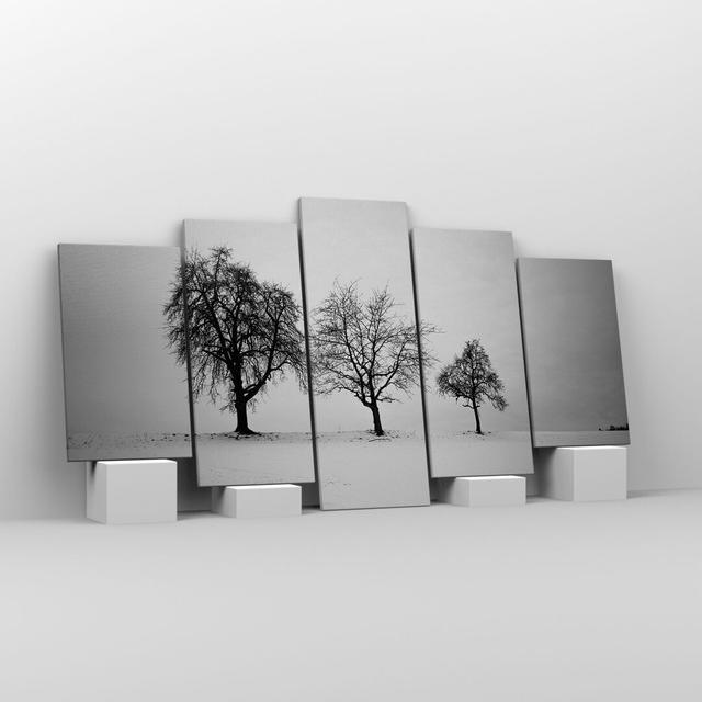 Winter Trees Snow - 5 Piece Wrapped Canvas Photograph Rosalind Wheeler Size: 85cm H x 160cm W on Productcaster.