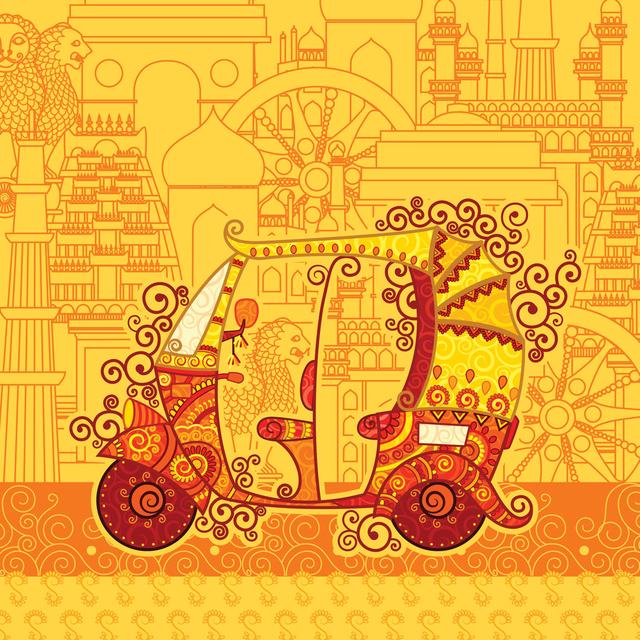 Bantry Vector Of Auto Rickshaw - Print Latitude Vive Size: 91cm H x 91cm W x 3.8cm D on Productcaster.