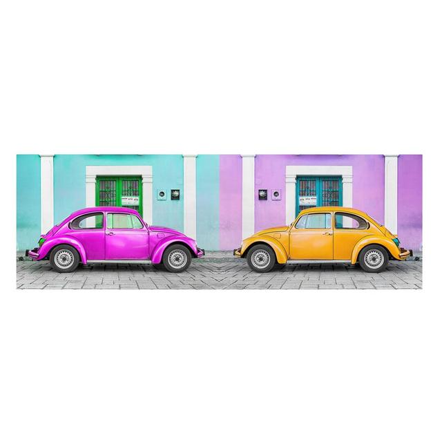 Colored Beetles - Wrapped Canvas Rectangle Graphic Art on Canvas Ebern Designs Size: 30cm H x 90cm W on Productcaster.