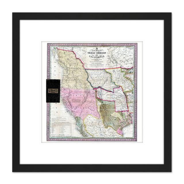 Map Antique 1846 Burroughs Texas Oregon California - Single Picture Frame Painting Breakwater Bay on Productcaster.