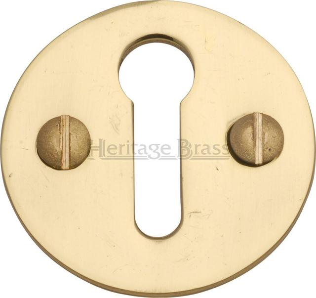 Round Open Escutcheon Heritage Brass Finish: Satin Chrome on Productcaster.