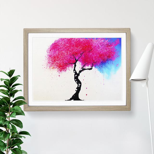 Cherry Blossom Tree Drip - Picture Frame Painting Rosalind Wheeler Size: 46cm H x 64cm W x 2cm D, Frame Colour: Oak on Productcaster.