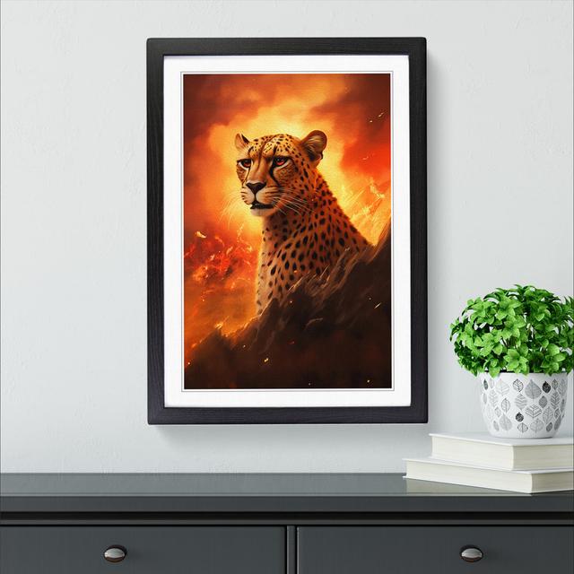 Cheetah Romanticism - Single Picture Frame Print on Wood Latitude Vive Format: Black Framed, Size: 64cm H x 46cm W x 2cm D on Productcaster.