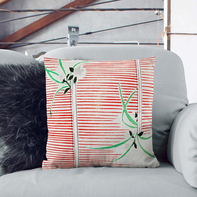 Floral Stripe Design by Watanabe Seitei Cushion with Filling East Urban Home Backing Colour: White, Size: 55cm H x 55cm W x 20cm D on Productcaster.