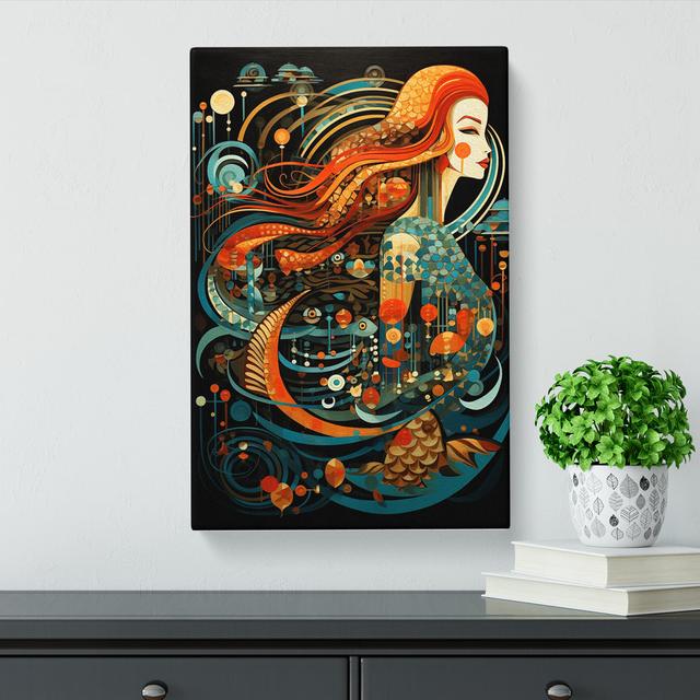 Mermaid Constructivism Art - No Frame Print Marlow Home Co. Size: 76cm H x 50cm W x 3cm D on Productcaster.