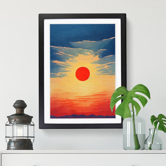 Sun Watercolour - Single Picture Frame Print ClassicLiving Frame Option: Black, Size: 64cm H x 46cm W x 2cm D on Productcaster.