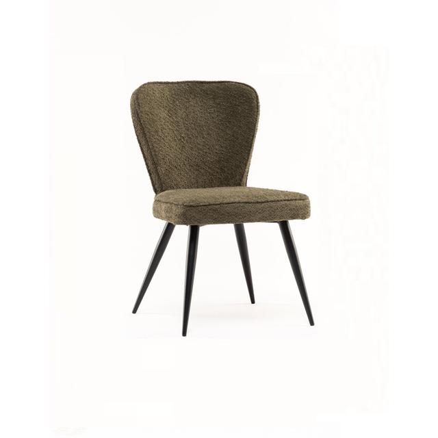 Iowa Upholstered Dining Chair George Oliver Leg Colour: Black, Upholstery Colour: Olive on Productcaster.