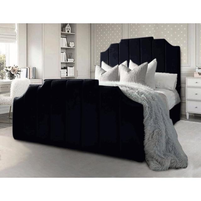 Tyrion Upholstered Bed Frame Etta Avenue Size: Single (3'), Colour: Black on Productcaster.