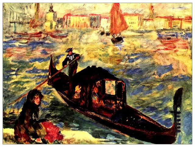 'Gondola on the Canale Grande' by Pierre-Auguste Renoir Painting Print Astoria Grand Size: 90cm H x 120cm W x 1.8cm D on Productcaster.