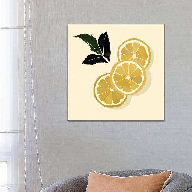 Lemons by Bria Nicole - Graphic Art Print on Canvas 17 Stories Size: 66.04cm H x 66.04cm W x 3.81cm D, Format: Wrapped Canvas on Productcaster.