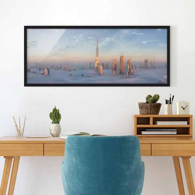 Dubai Above the Clouds - Picture Frame Graphic Art Ebern Designs Size: 50cm H x 130cm W x 2cm D, Frame Option: Black Framed on Productcaster.