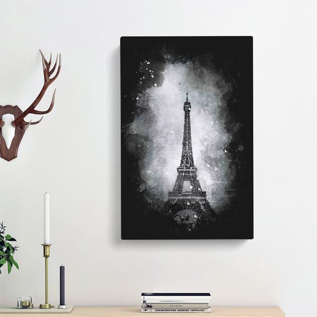 A Moody Eiffel Tower In Paris France - Wrapped Canvas Painting East Urban Home Size: 60cm H x 40cm W x 3cm D on Productcaster.