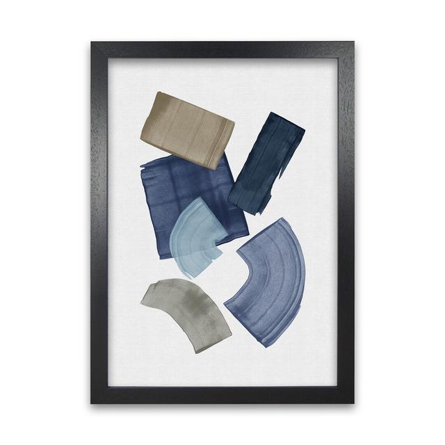 Orara Blue Brown Paint Blocks - Graphic Art Print on Paper Brayden Studio Size: 42cm H x 29cm W x 1cm D, Frame Option: Black Framed on Productcaster.