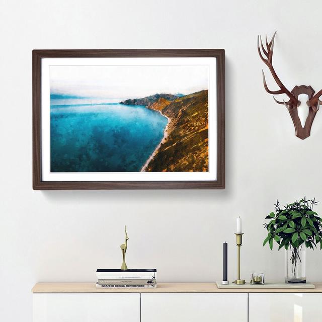 Coastline of New Zealand - Picture Frame Graphic Art Print East Urban Home Frame Option: Walnut Framed, Size: 45cm H x 63cm W x 2cm D on Productcaster.