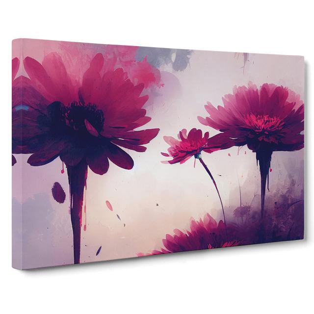 Harmonious Modern Flowers Abstract - Wrapped Canvas Painting ClassicLiving Size: 40cm H x 60cm W x 3cm D on Productcaster.