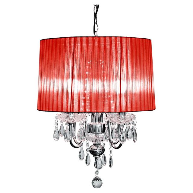 Warwick 4-Light Drum Chandelier Fairmont Park Shade Colour: Red, Base Colour: Silver on Productcaster.