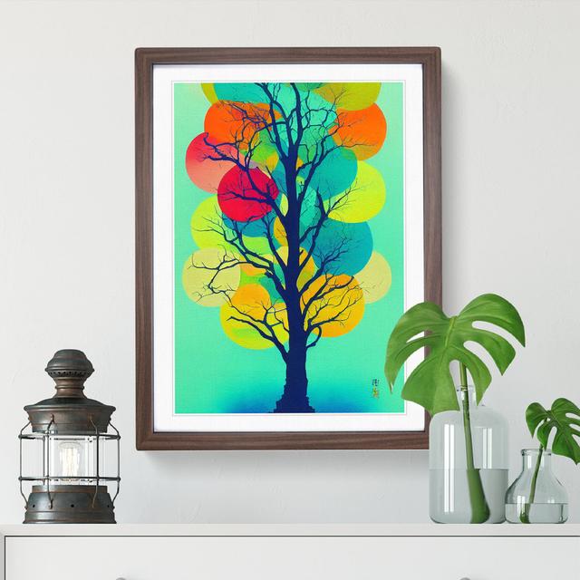 Abstract Vibrant Tree No.1 - Picture Frame Graphic Art Marlow Home Co. Frame Colour: Walnut , Size: 46cm H x 34cm W x 2cm D on Productcaster.