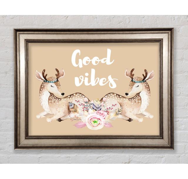 Good Vibes Woodland Animals - Single Picture Frame Art Prints Bright Star Size: 42cm H x 59.7cm W x 8cm D on Productcaster.