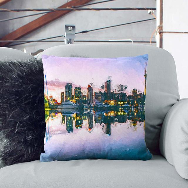 Auckland Skyline in New Zealand Cushion with Filling East Urban Home Size: 55 x 55 cm, Backing Colour: White on Productcaster.