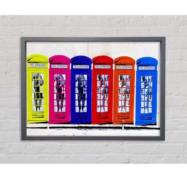 Colourful Telephone Boxes Framed Print Bright Star Size: 100cm H x 141.4cm W x 3.3cm D on Productcaster.