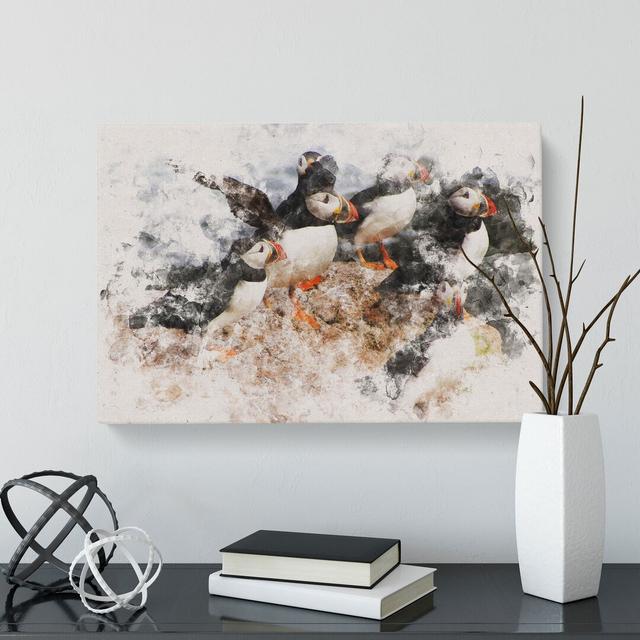 Atlantic Puffin Birds Vol.3 Watercolour East Urban Home Size: 35cm H x 50cm W x 3cm D on Productcaster.