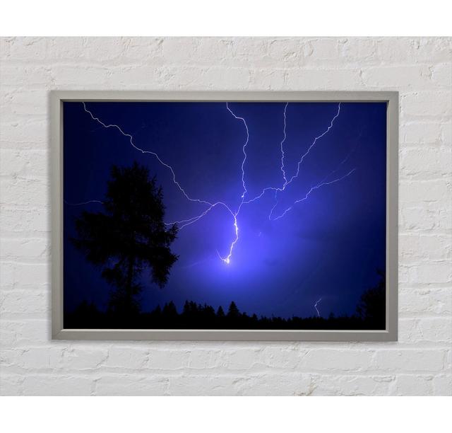 Night Lightning Blue - Single Picture Frame Art Prints on Canvas Ebern Designs Size: 100cm H x 141.4cm W on Productcaster.