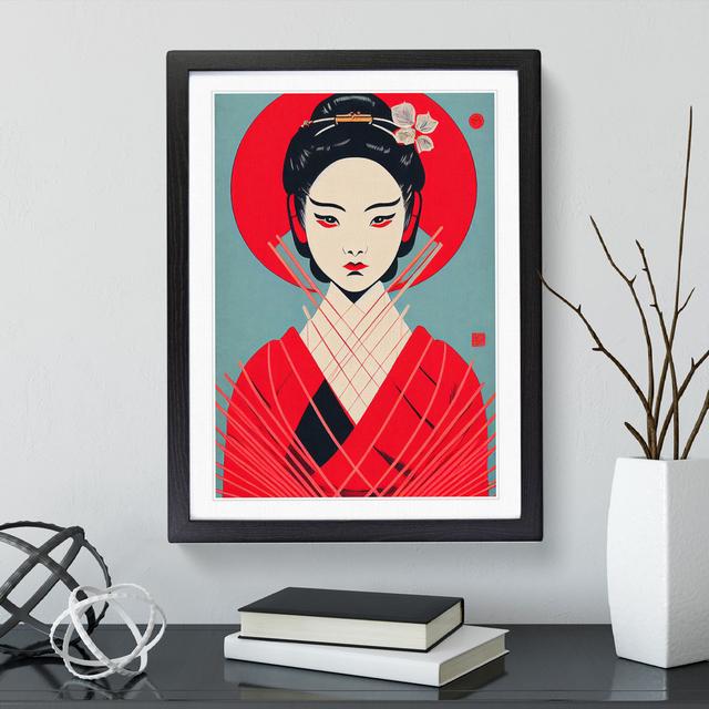 Colourful Geisha - Picture Frame Graphic Art Latitude Vive Frame Colour: Black, Size: 46cm H x 34cm W x 2cm D on Productcaster.