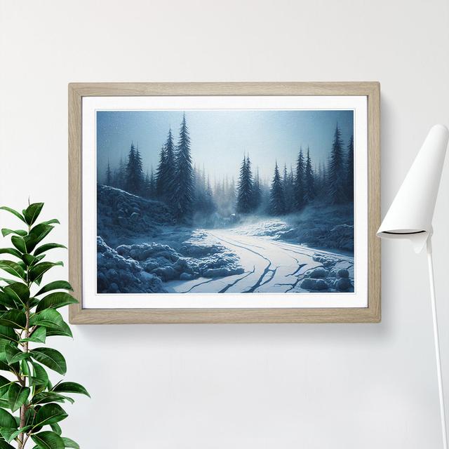 Winter Forest Pine Trees Vol.5 - Picture Frame Graphic Art Alpen Home Size: 34cm H x 46cm W x 2cm D, Format: Oak Framed on Productcaster.