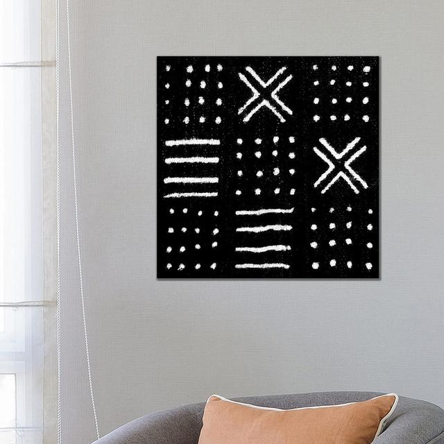 Mudcloth Black Geometric Design II by Ellie Roberts - Wrapped Canvas Painting Natur Pur Size: 66.04cm H x 66.04cm W x 3.81cm D on Productcaster.