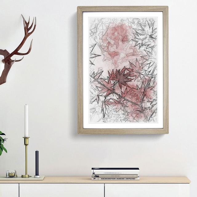 Red Leaves of a Maple Tree in Abstract - Picture Frame Graphic Art Print East Urban Home Size: 36cm H x 27cm W x 2cm D, Frame Option: Oak Framed on Productcaster.