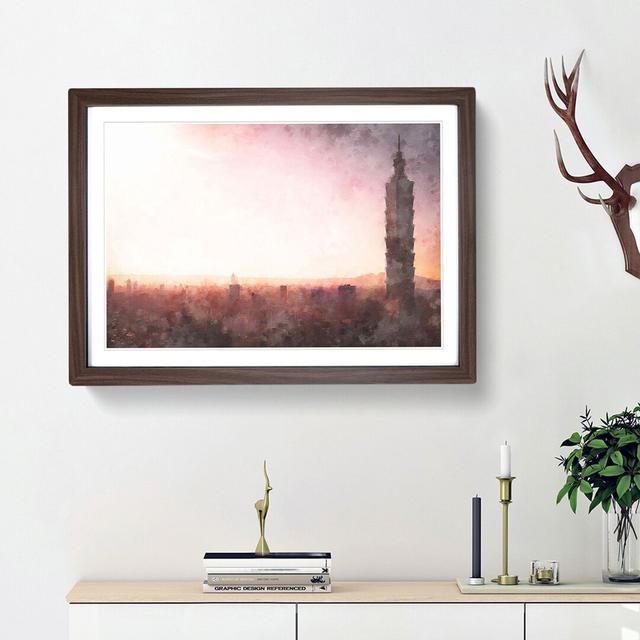 Sunset over Taipei City in Taiwan - Picture Frame Painting Print East Urban Home Frame Option: Walnut Framed, Size: 33cm H x 45cm W x 2cm D on Productcaster.