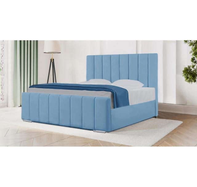 Abihail Upholstered Standard Bed Latitude Run Size: Double (4'6), Upholstery: Sky Blue on Productcaster.