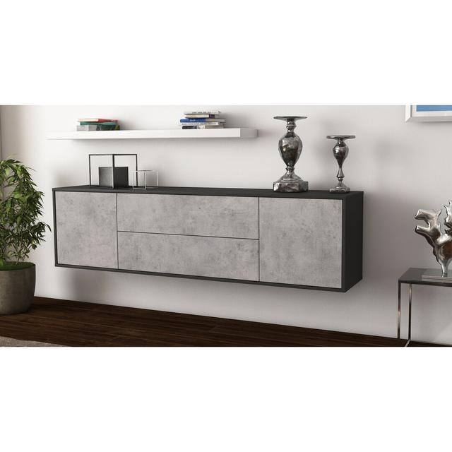 Gottlieb TV Stand for TVs up to 78" Ebern Designs Colour: Black/Concrete on Productcaster.